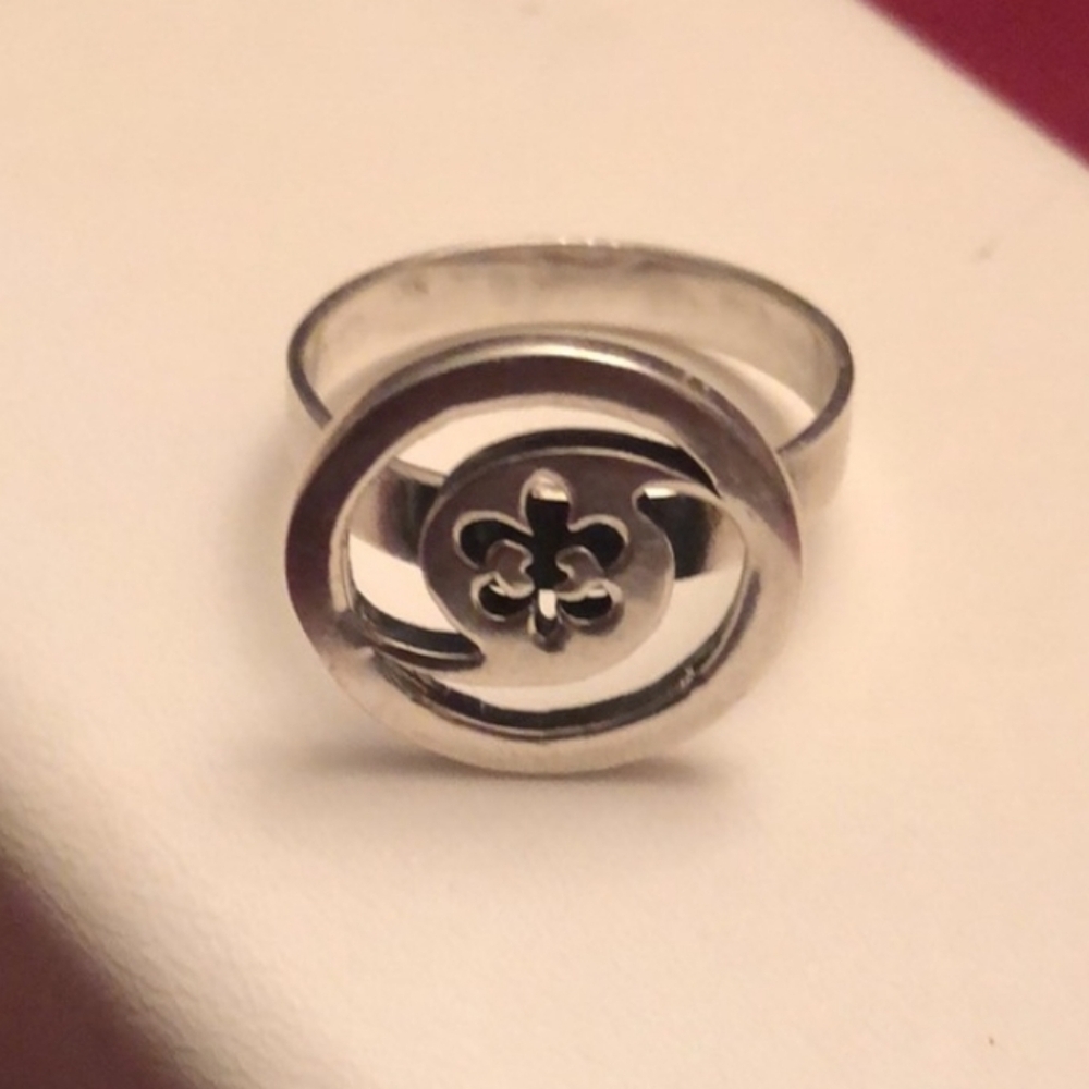 ☂️🎁 for AC☂️Sterling Cutout Fleur de Lis Ring-8.5 - Picture 4 of 6